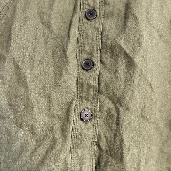 Garnet Hill Relaxed Linen Painter's Topcoat Green Size 4 - Picture 5 of 12